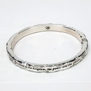 Brighton Lords Prayer Clamper Bangle Bracelet Silver Plated Stacking Layer